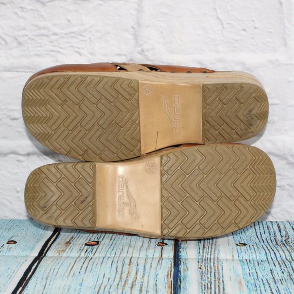 DANSKO Sherise Brown Leather Braided Strap Clogs Slip On Shoes 40 / 10 - Picture 9 of 9